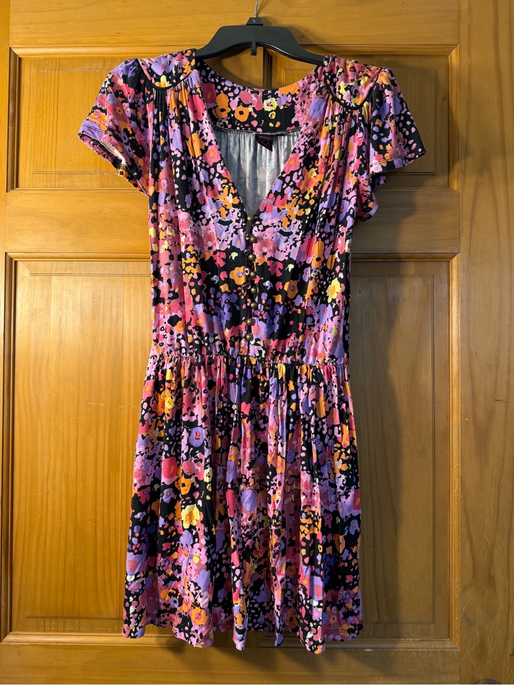 Material Girl Purple & Pink Floral V-Neck Mini Dress